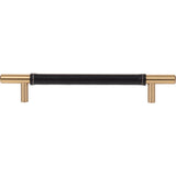 Atlas - Zanzibar Black Leather Pull 6 5/16 Inch (c-c) Warm Brass - Warm Brass