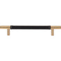 Atlas - Zanzibar Black Leather Pull 6 5/16 Inch (c-c) Warm Brass - Warm Brass