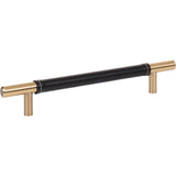 Zanzibar Black Leather Pull 6 5/16 Inch (c-c) Brushed Nickel