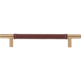 Atlas - Zanzibar Brown Leather Pull 6 5/16 Inch (c-c) Warm Brass - Warm Brass