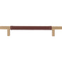 Atlas - Zanzibar Brown Leather Pull 6 5/16 Inch (c-c) Warm Brass - Warm Brass