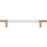 Atlas - Zanzibar White Leather Pull 6 5/16 Inch (c-c) Warm Brass - Warm Brass