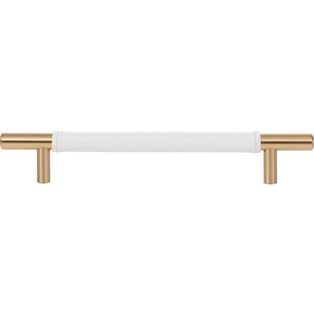Atlas - Zanzibar White Leather Pull 6 5/16 Inch (c-c) Warm Brass - Warm Brass