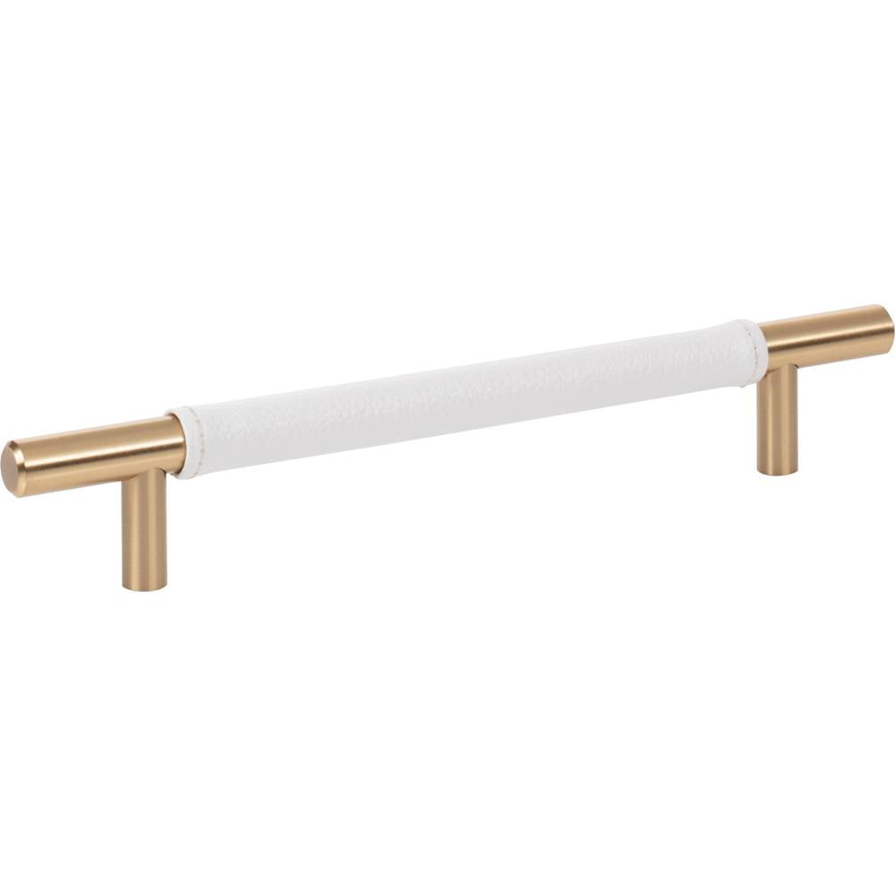 Zanzibar White Leather Pull 6 5/16 Inch (c-c) Brushed Nickel