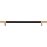 Atlas - Zanzibar Black Leather Pull 11 5/16 Inch (c-c) Warm Brass - Warm Brass