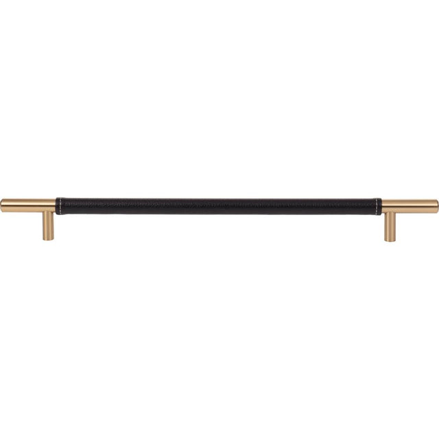 Atlas - Zanzibar Black Leather Pull 11 5/16 Inch (c-c) Warm Brass - Warm Brass