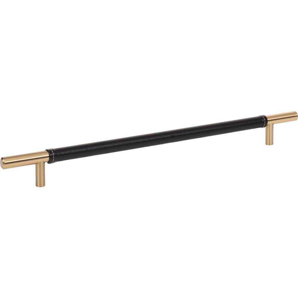 Zanzibar Black Leather Pull 11 5/16 Inch (c-c) Brushed Nickel