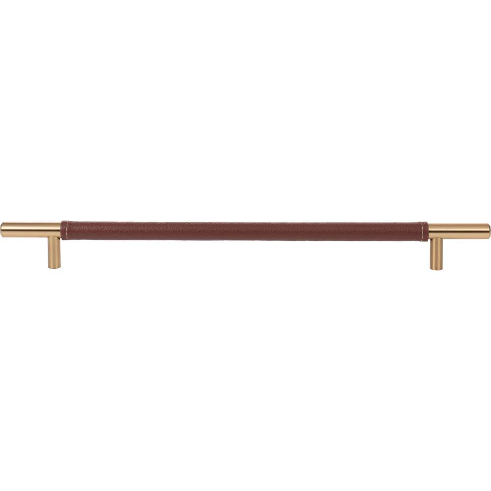 Atlas - Zanzibar Brown Leather Pull 11 5/16 Inch (c-c) Warm Brass - Warm Brass