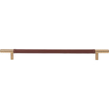 Atlas - Zanzibar Brown Leather Pull 11 5/16 Inch (c-c) Warm Brass - Warm Brass