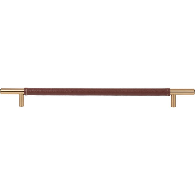 Atlas - Zanzibar Brown Leather Pull 11 5/16 Inch (c-c) Warm Brass - Warm Brass
