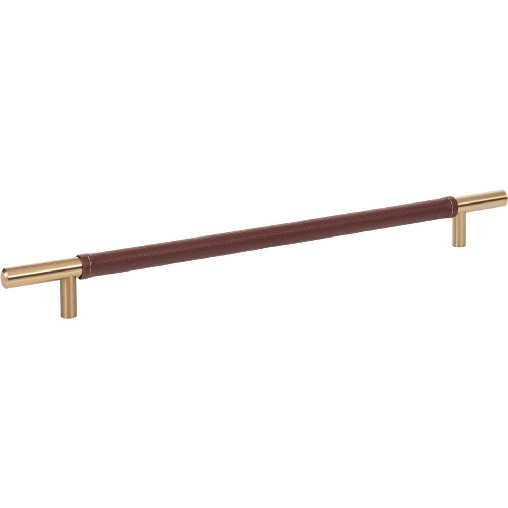 Zanzibar Brown Leather Pull 11 5/16 Inch (c-c) Brushed Nickel