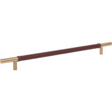 Zanzibar Brown Leather Pull 11 5/16 Inch (c-c) Brushed Nickel