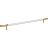 Zanzibar White Leather Pull 11 5/16 Inch (c-c) Brushed Nickel