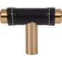 Atlas - Zanzibar Black Leather Knob 1 7/8 Inch Warm Brass - Warm Brass