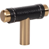 Zanzibar Black Leather Knob 1 7/8 Inch Brushed Nickel