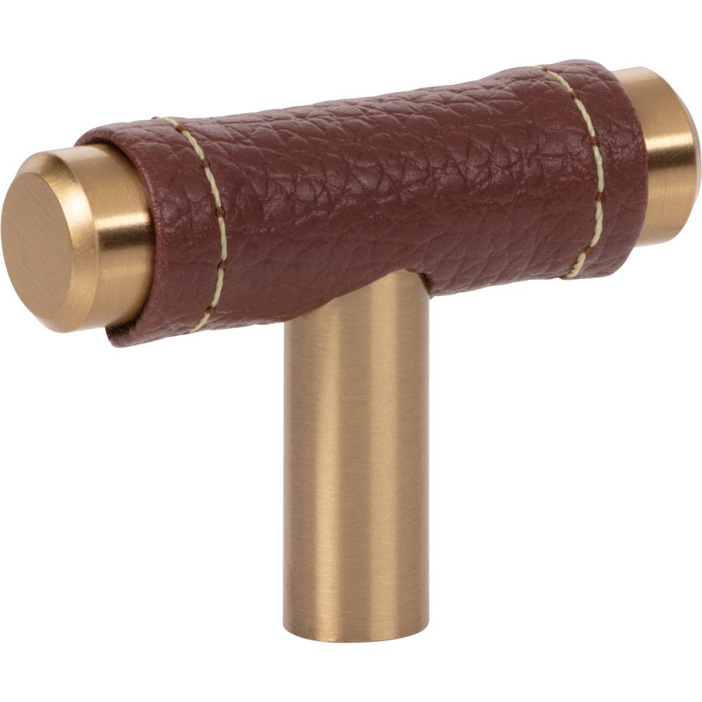 Zanzibar Brown Leather Knob 1 7/8 Inch Brushed Nickel