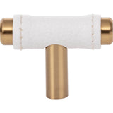 Atlas - Zanzibar White Leather Knob 1 7/8 Inch Warm Brass - Warm Brass