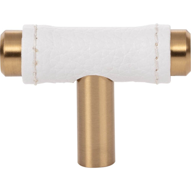Atlas - Zanzibar White Leather Knob 1 7/8 Inch Warm Brass - Warm Brass