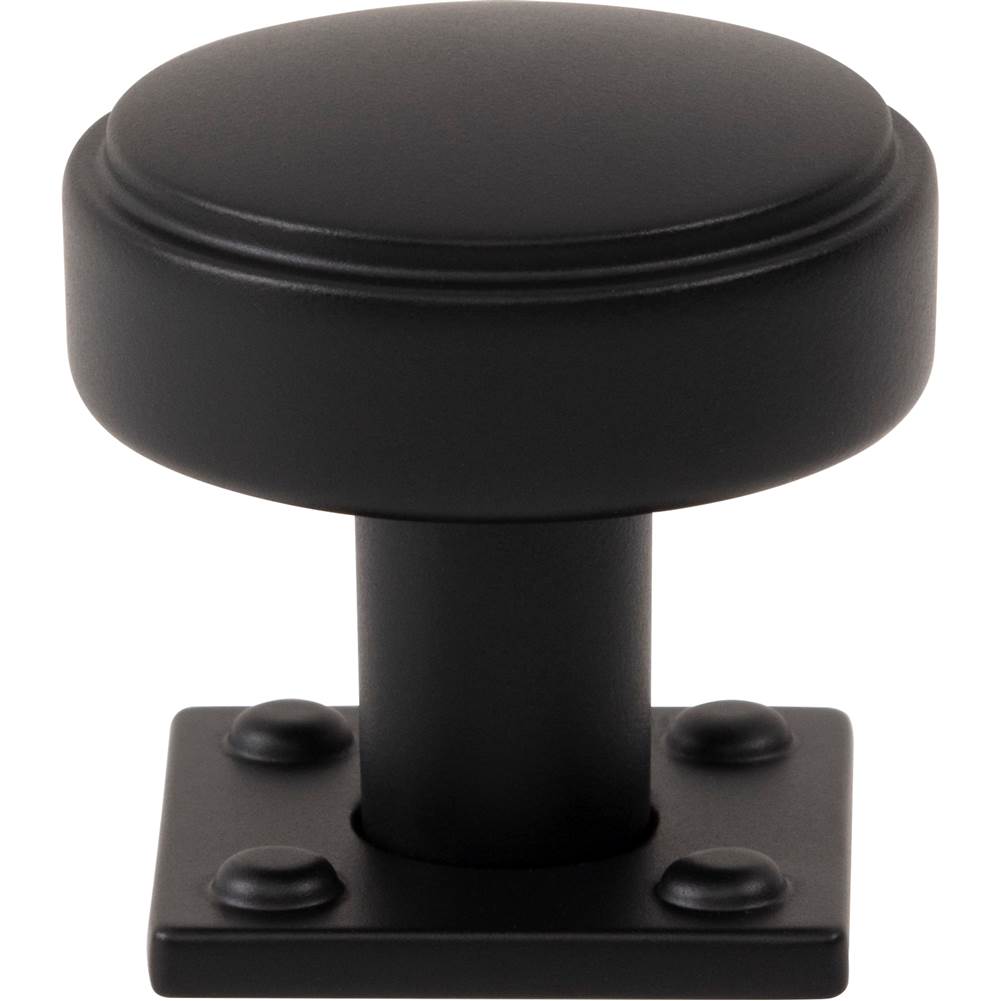 Atlas - Benning Knob With Backplate 1 1/4 Inch (1 Inch Backplate) Matte Black - Matte Black
