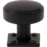 Atlas - Benning Knob With Backplate 1 1/4 Inch (1 Inch Backplate) Matte Black - Matte Black
