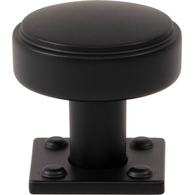 Atlas - Benning Knob With Backplate 1 1/4 Inch (1 Inch Backplate) Matte Black - Matte Black