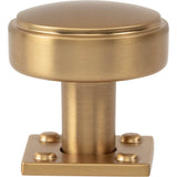Atlas - Benning Knob With Backplate 1 1/4 Inch (1 Inch Backplate) Warm Brass - Warm Brass