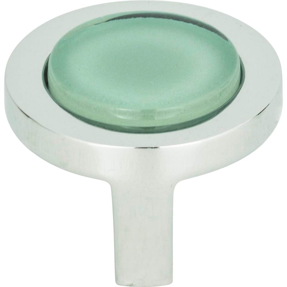 Atlas - Spa Green Round Knob 1 1/4 Inch Polished Chrome - Polished Chrome