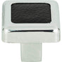 Atlas - Paradigm Square Knob 1 1/4 Inch CH and Black Leather - Polished Chrome,Black Leather