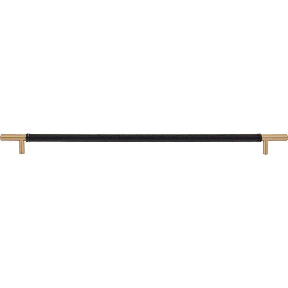 Atlas - Zanzibar Black Appliance Pull 17 Inch (c-c) Leather Warm Brass - Warm Brass