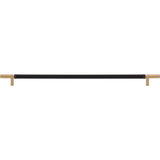 Atlas - Zanzibar Black Appliance Pull 17 Inch (c-c) Leather Warm Brass - Warm Brass