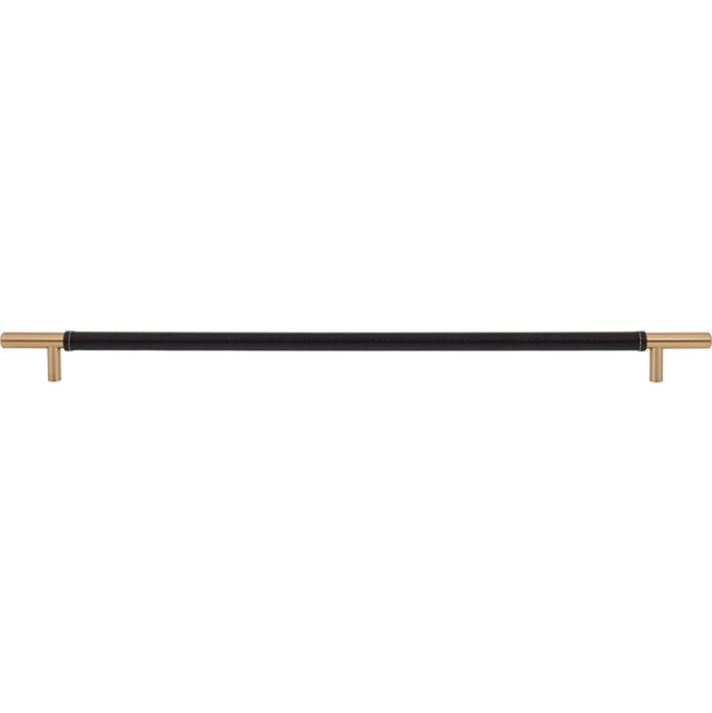 Atlas - Zanzibar Black Appliance Pull 17 Inch (c-c) Leather Warm Brass - Warm Brass