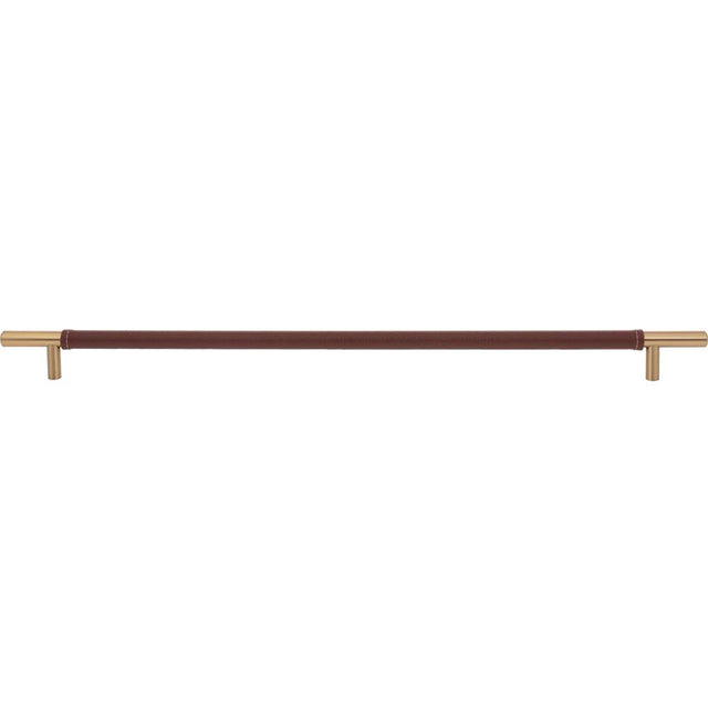 Atlas - Zanzibar Brown Appliance Pull 17 Inch (c-c) Leather Warm Brass - Warm Brass