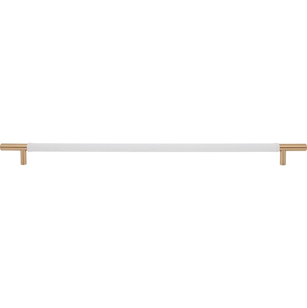 Atlas - Zanzibar White Appliance Pull 17 Inch (c-c) Leather Warm Brass - Warm Brass