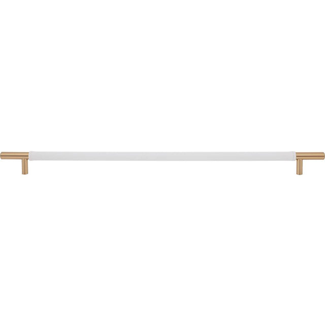 Atlas - Zanzibar White Appliance Pull 17 Inch (c-c) Leather Warm Brass - Warm Brass