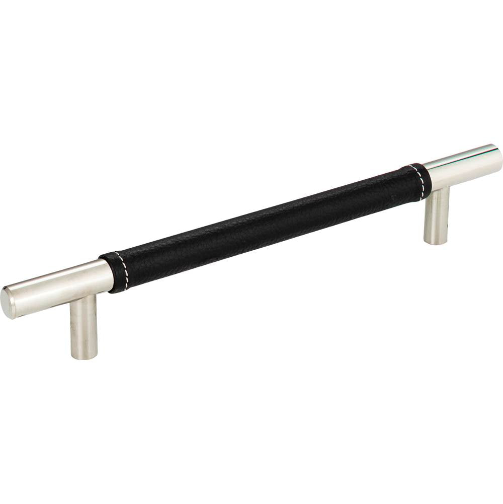 Zanzibar Black Leather Pull 6 5/16 Inch (c-c) Polished Chrome