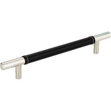 Zanzibar Black Leather Pull 6 5/16 Inch (c-c) Polished Chrome