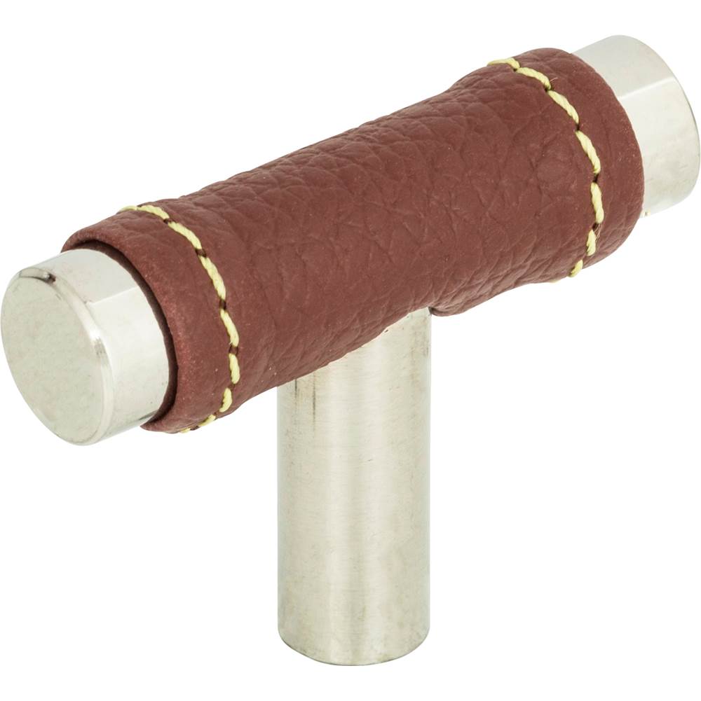 Zanzibar Brown Leather Knob 1 7/8 Inch Polished Chrome
