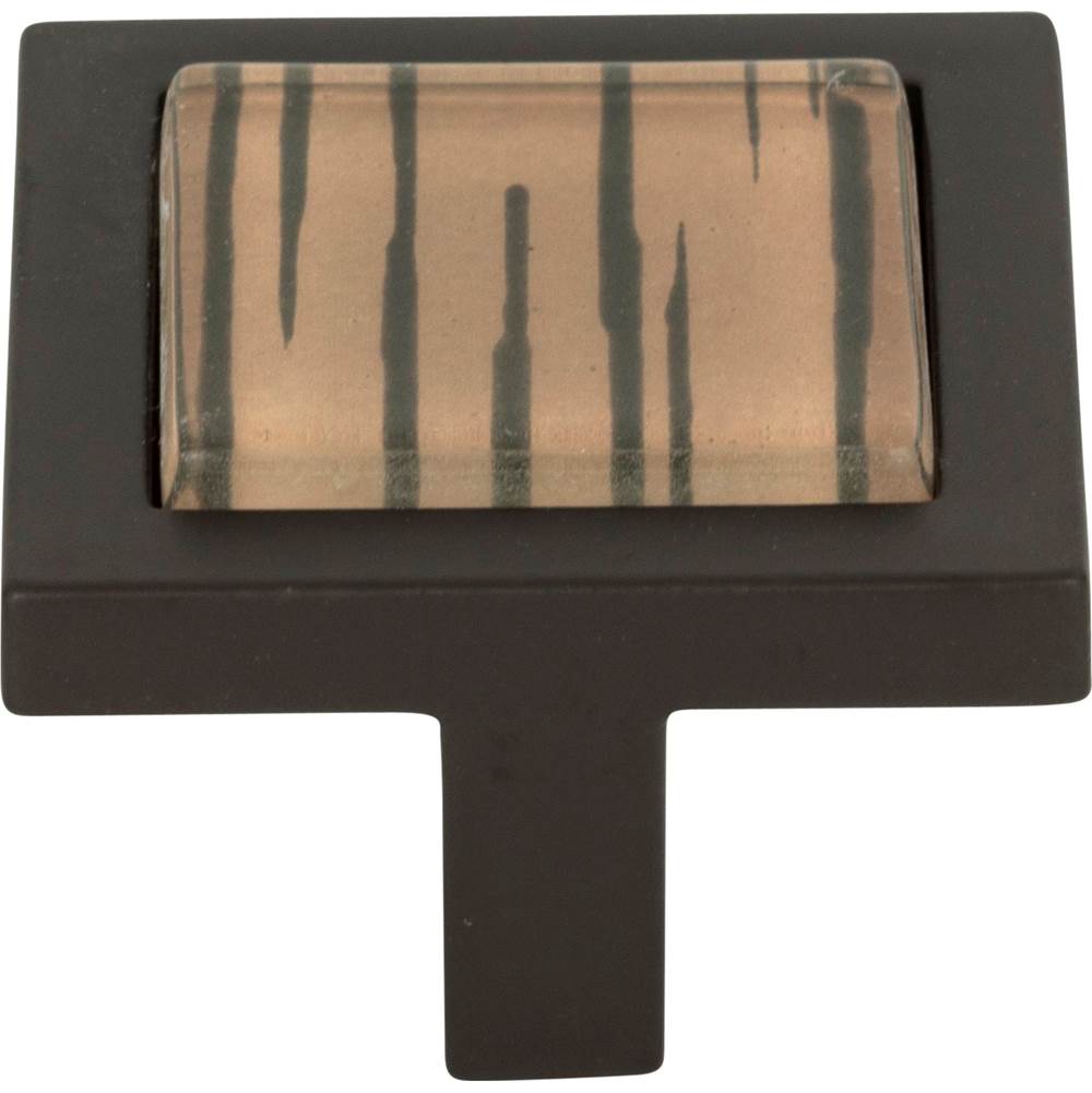 Atlas - Spa Brown Tiger Square Knob 1 3/8 Inch Aged Bronze - Aged Bronze