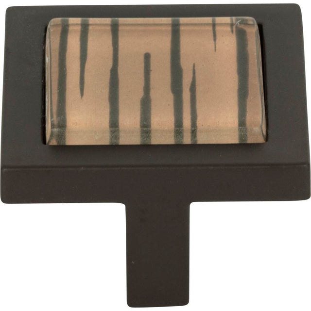 Atlas - Spa Brown Tiger Square Knob 1 3/8 Inch Aged Bronze - Aged Bronze
