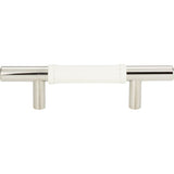 Atlas - Zanzibar White Leather Pull 3 Inch (c-c) Polished Chrome - Polished Chrome