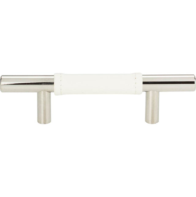 Atlas - Zanzibar White Leather Pull 3 Inch (c-c) Polished Chrome - Polished Chrome