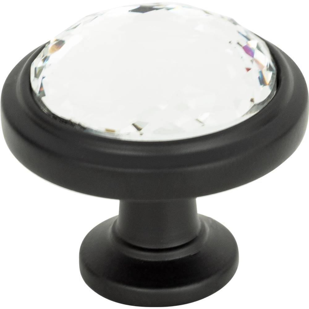 Atlas - Legacy Crystal Round Knob 1 5/16 Inch Matte Black - Matte Black