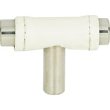 Atlas - Zanzibar White Leather Knob 1 7/8 Inch Polished Chrome - Polished Chrome