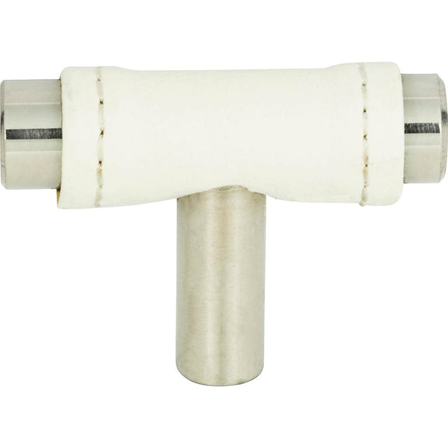 Atlas - Zanzibar White Leather Knob 1 7/8 Inch Polished Chrome - Polished Chrome