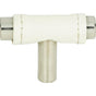 Atlas - Zanzibar White Leather Knob 1 7/8 Inch Polished Chrome - Polished Chrome