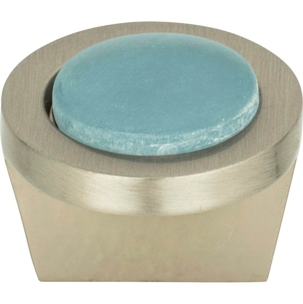 Spa Blue Round Knob 1 1/4 Inch Brushed Nickel