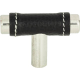 Atlas - Zanzibar Black Leather Knob 1 7/8 Inch Polished Chrome - Polished Chrome