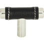 Atlas - Zanzibar Black Leather Knob 1 7/8 Inch Polished Chrome - Polished Chrome