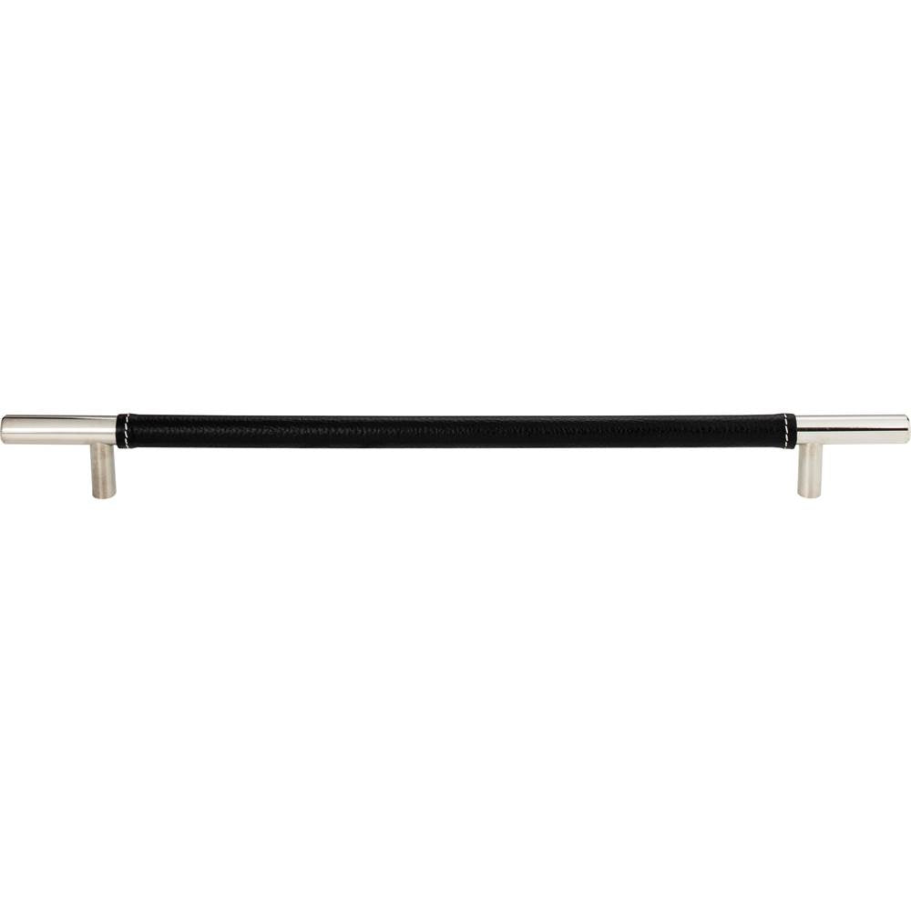 Atlas - Zanzibar Black Leather Pull 11 5/16 Inch (c-c) Polished Chrome - Polished Chrome