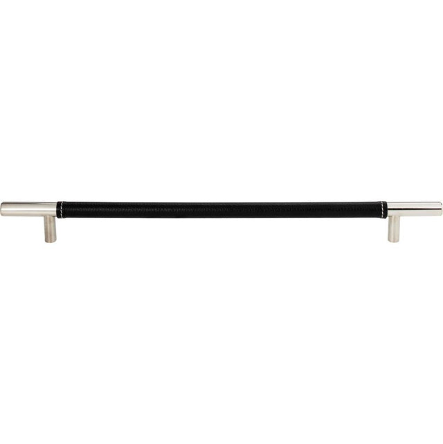 Atlas - Zanzibar Black Leather Pull 11 5/16 Inch (c-c) Polished Chrome - Polished Chrome